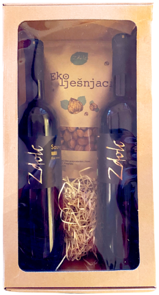 Iskoristite poklon posebnu ponudu vinarije Zdolc - akcija za samo 180,00 kn - 1xSauvignon blanc + 1xGraševina +350g eko lješnjaci u posebnom pakiranju za nadolazeće blagdane